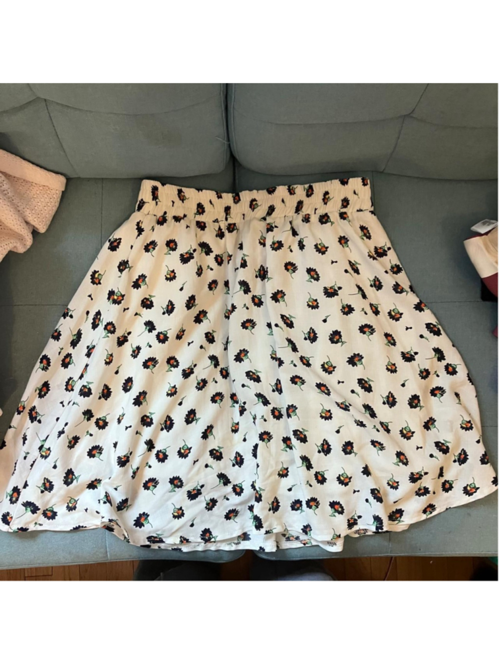 Y2K White Floral Skater Mini Skirt